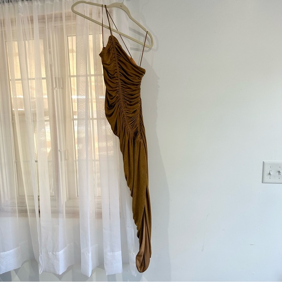 NEW Anthropologie Misha Ruched Asymmetrical Halter Midi Dress NWT - Picture 4 of 7